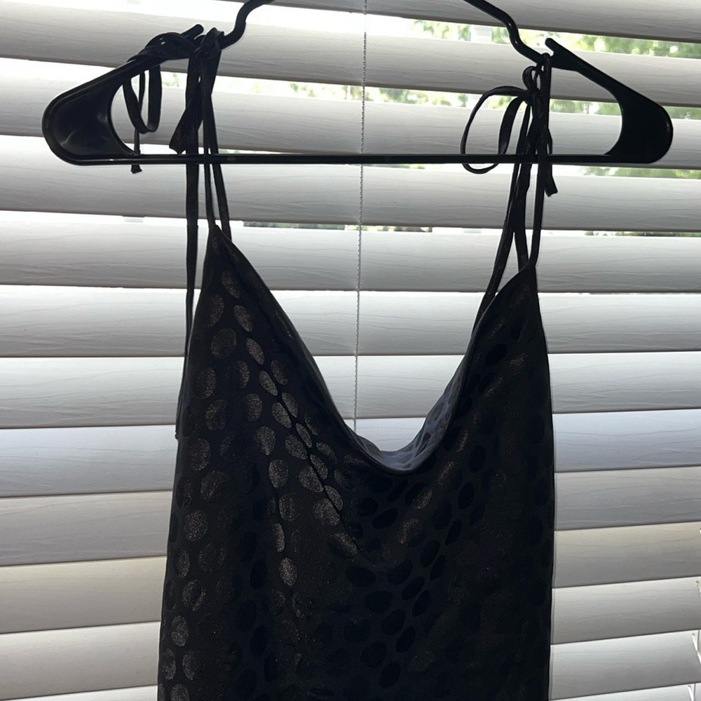 Black silk polkadot dress
